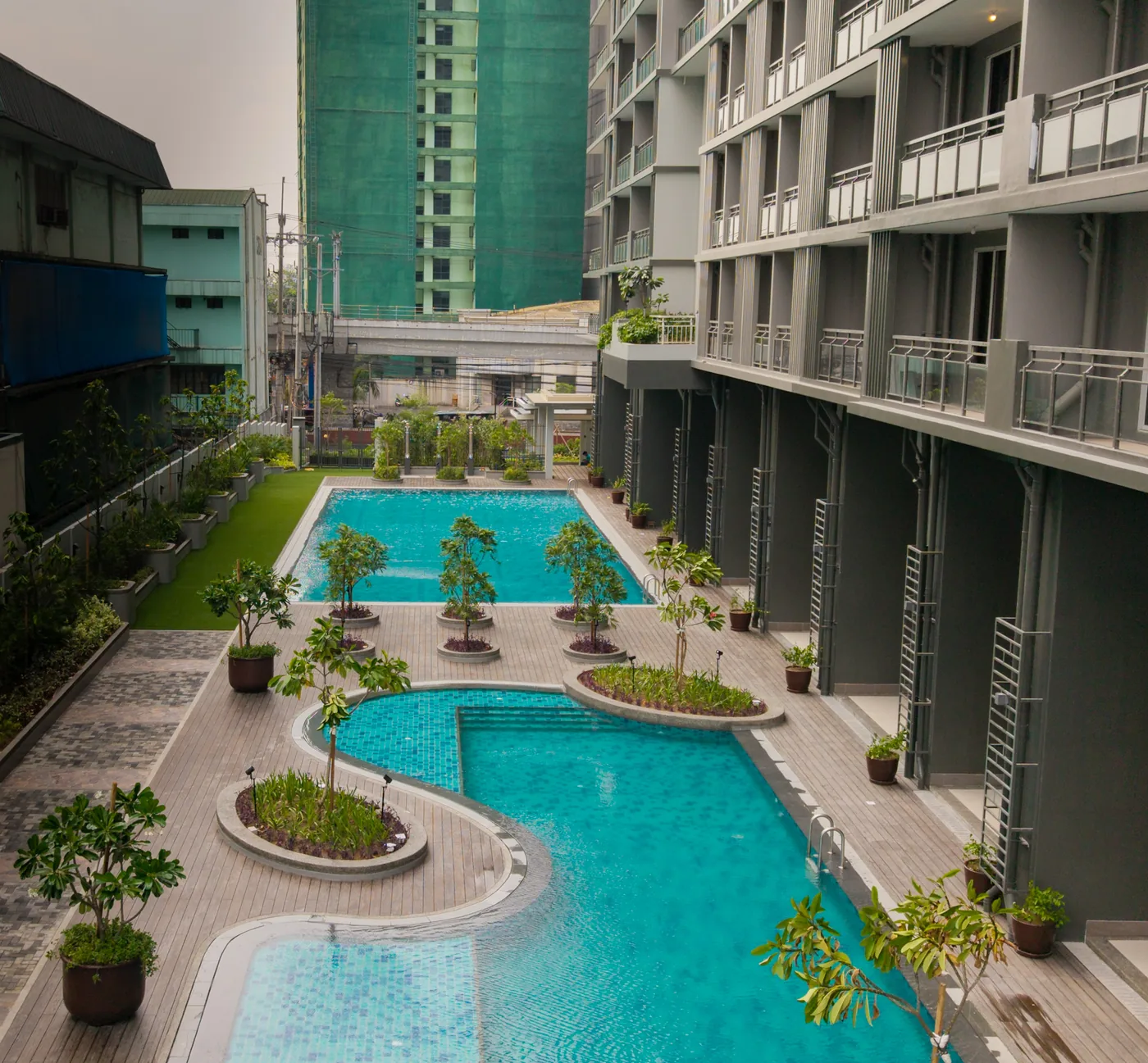 The pools and gardens of The Oriana, Quezon City — actual photograph
