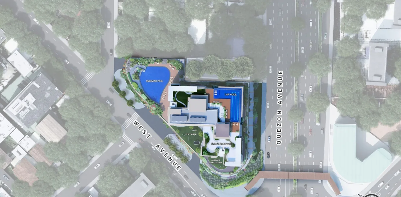 Site development plan of One Delta Terraces showing the tower footprint at West Avenue corner Quezon Avenue, Quezon City