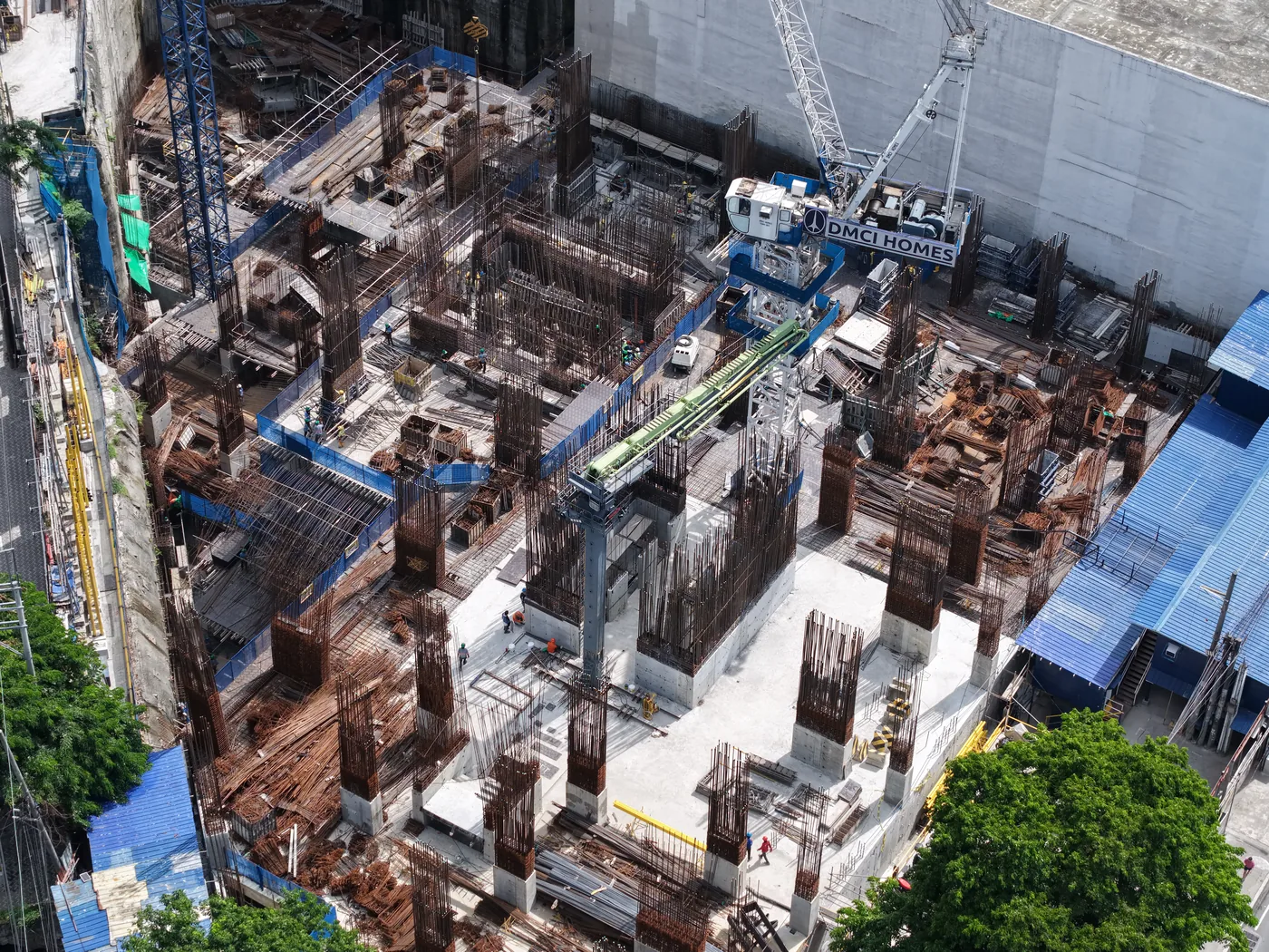 Construction progress aerial photograph of the One Delta Terraces site at West Avenue corner Quezon Avenue, Quezon City